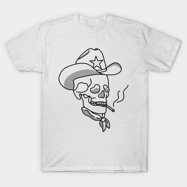 Western Cowboy Hat Skull Smoking T-Shirt by YourGoods